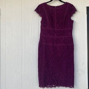 Adrianna Papell | Plum Purple Lace Dress | size 8 |